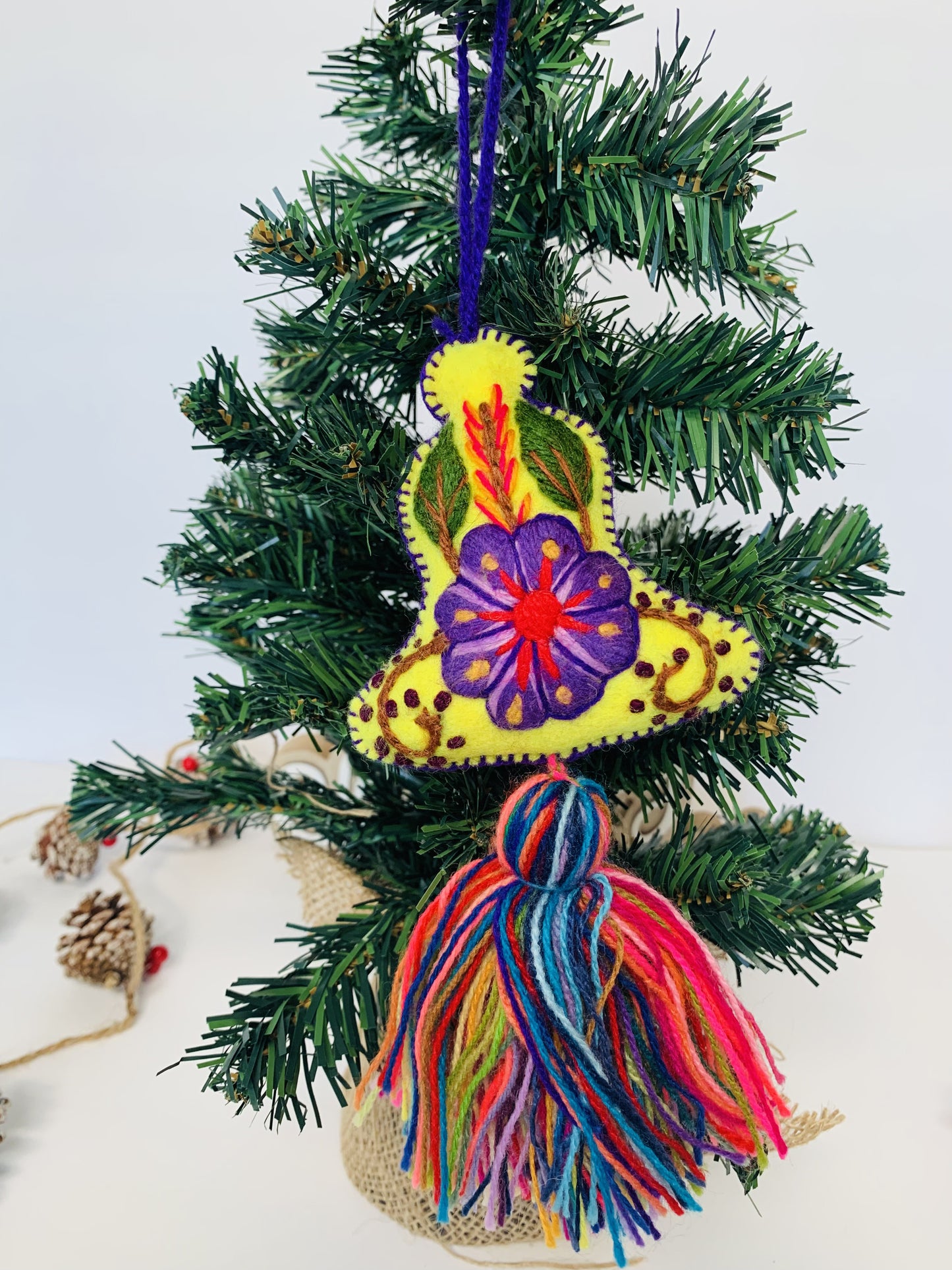 Embroidered wool Holiday ornament