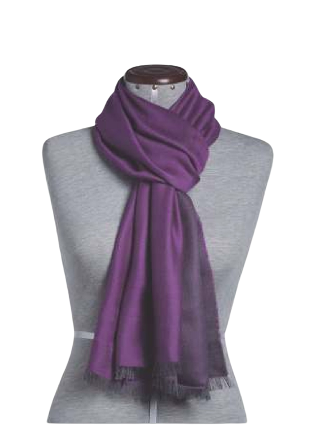 Alpaca reversible solid shawl - Grey and Purple / Alpaca
